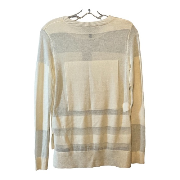 BCBGMaxazria Kaiya Combo Top XS Ivory Sheer Lightweight Wool Blend- Gardenia - Picture 5 of 5